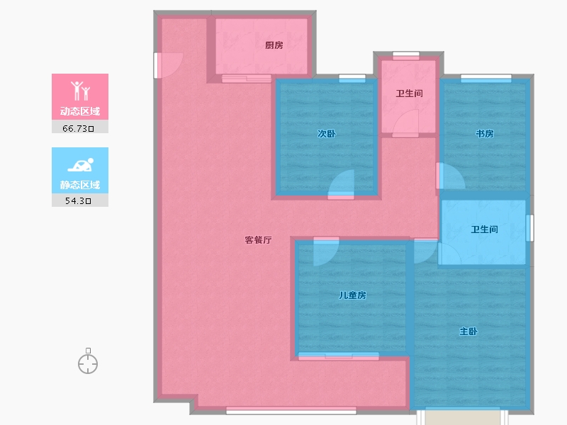 陕西省-西安市-朱雀锦园5期-107.97-户型库-动静分区