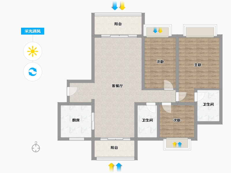 江西省-赣州市-恒大御景-104.00-户型库-采光通风