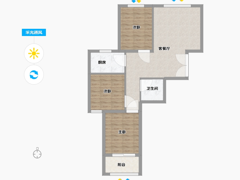 河北省-邯郸市-紫钢苑-72.90-户型库-采光通风