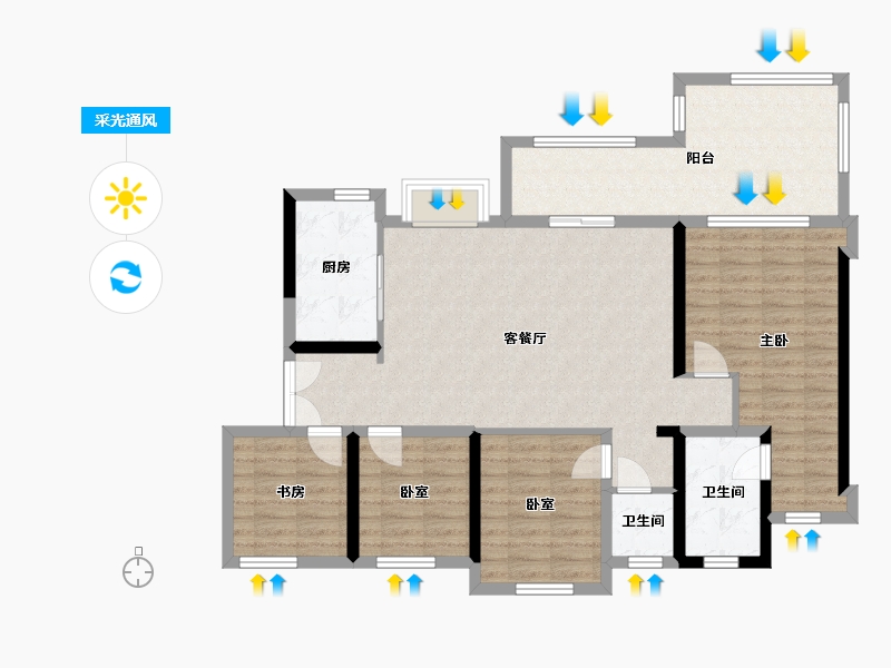 贵州省-贵阳市-吾悦华府-100.00-户型库-采光通风