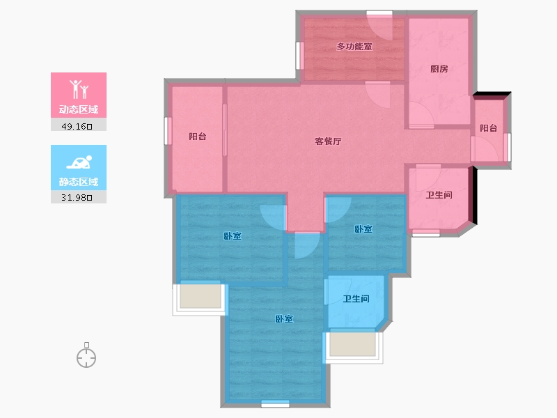 广东省-广州市-珠江西湾里-72.96-户型库-动静分区