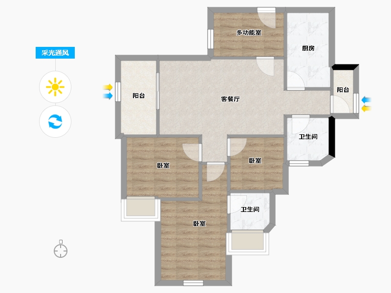 广东省-广州市-珠江西湾里-72.96-户型库-采光通风