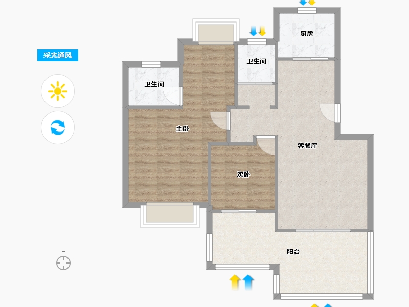 浙江省-嘉兴市-凯旋名都-80.00-户型库-采光通风