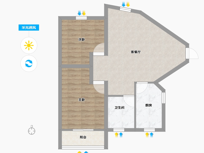 广东省-深圳市-布心花园一区-60.56-户型库-采光通风