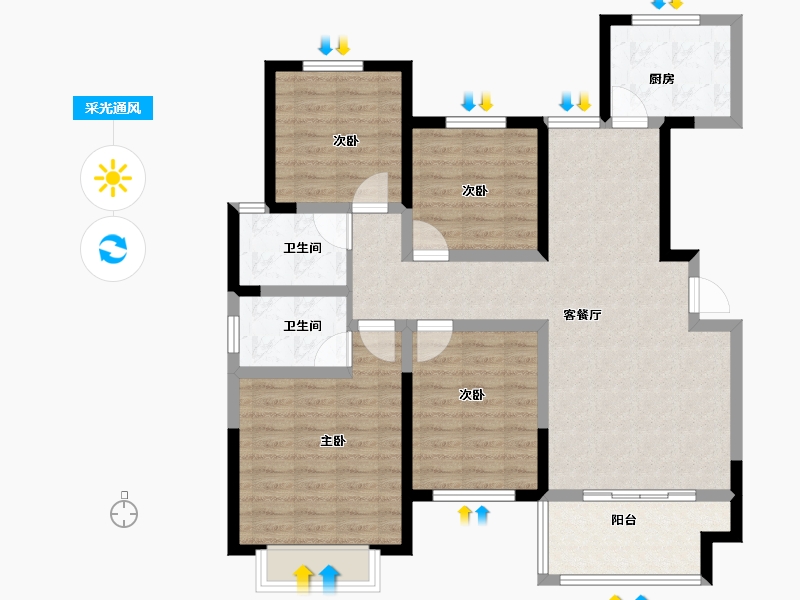 河南省-濮阳市-春天里学府-102.40-户型库-采光通风