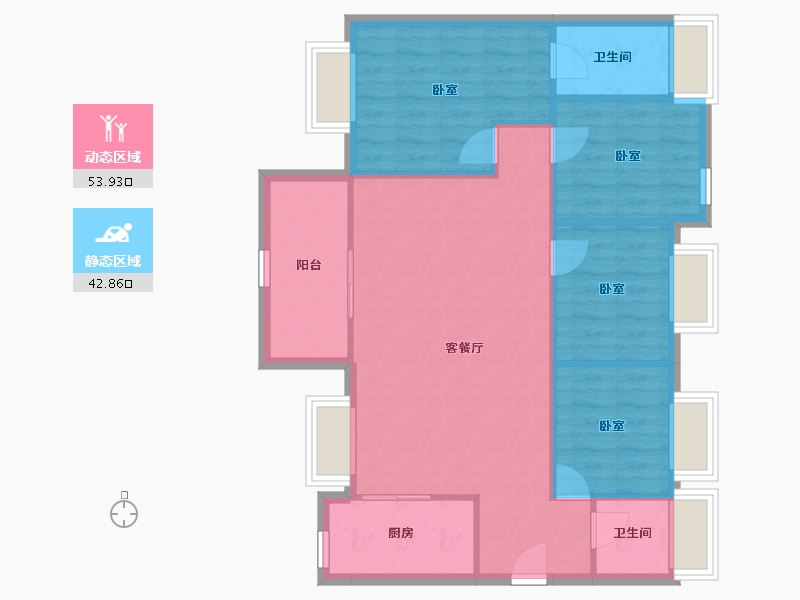 广东省-深圳市-佳兆业西山吓庭苑-88.39-户型库-动静分区