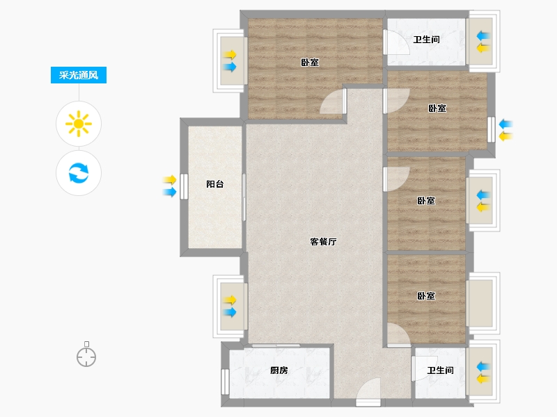 广东省-深圳市-佳兆业西山吓庭苑-88.39-户型库-采光通风