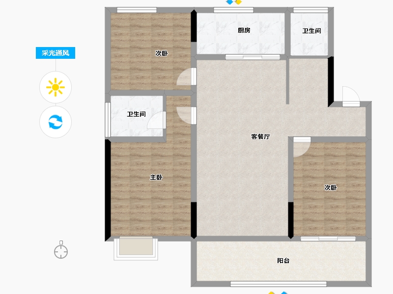 甘肃省-庆阳市-正德铭苑-114.63-户型库-采光通风