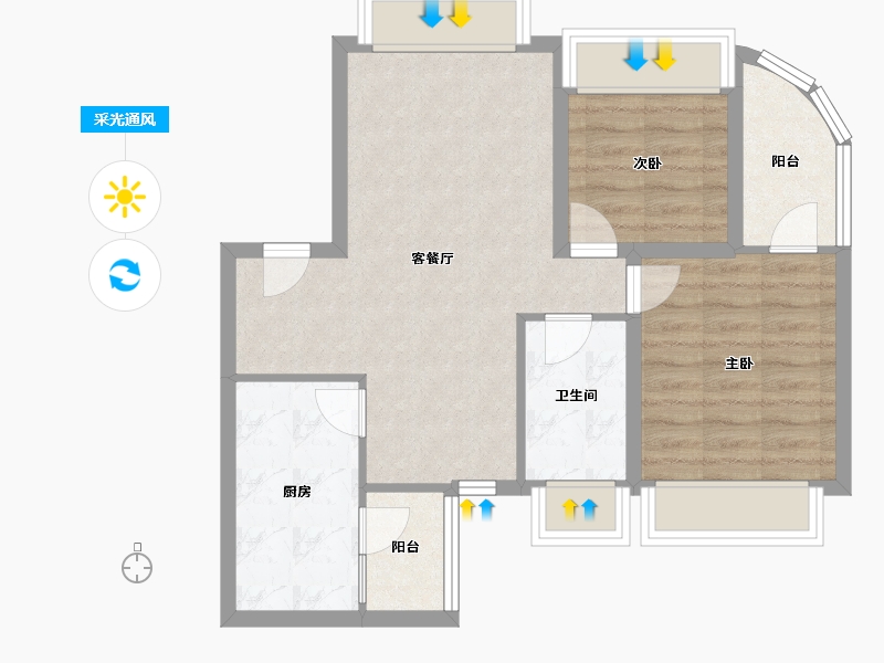 广东省-深圳市-湖滨阁-65.83-户型库-采光通风