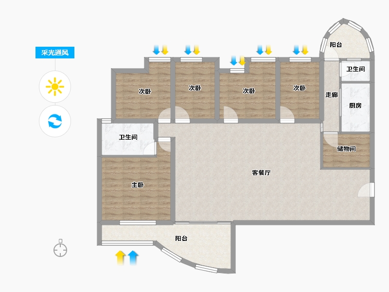 广东省-深圳市-鸿业苑-129.66-户型库-采光通风