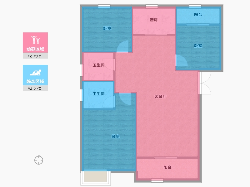 陕西省-宝鸡市-紫汀佳苑-85.35-户型库-动静分区