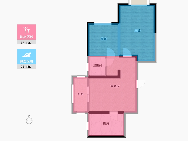 河南省-郑州市-瀚宇天悦湾二号院-56.80-户型库-动静分区