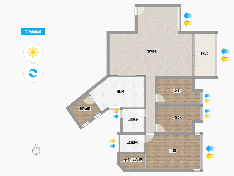 广东省-深圳市-东郡百仕达花园(四期)-118.35-户型库-采光通风