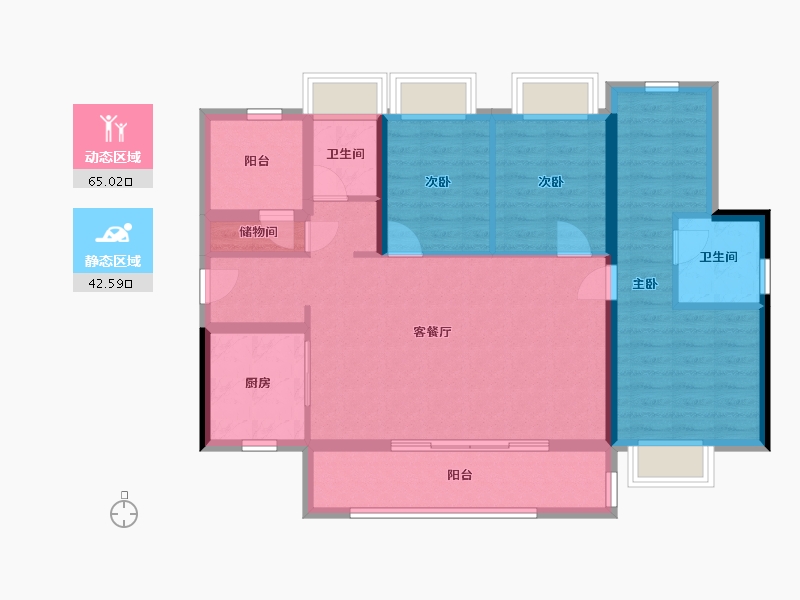 广东省-佛山市-顺控金地•熙悦湾-96.10-户型库-动静分区