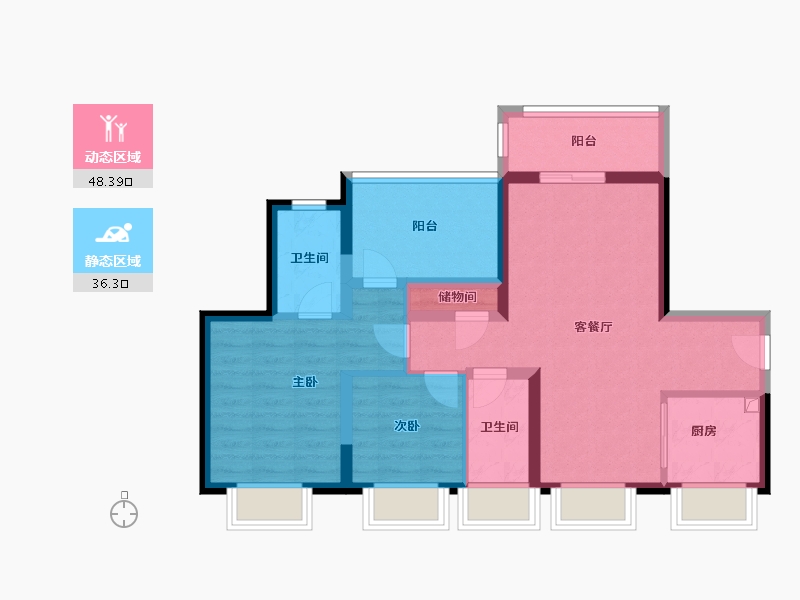 广东省-深圳市-二期御景佳园-74.41-户型库-动静分区