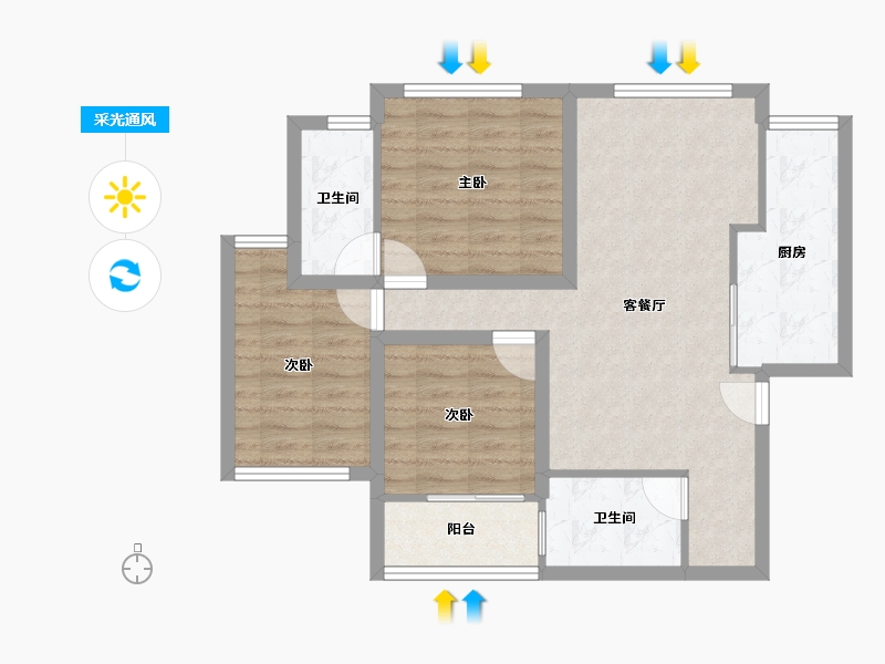 广东省-深圳市-桐林花园-75.99-户型库-采光通风