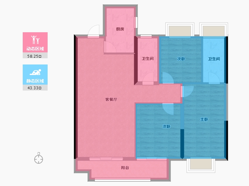 湖北省-武汉市-能建·长江华府-91.63-户型库-动静分区