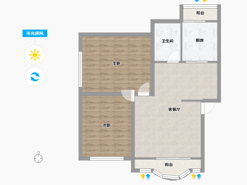 广东省-深圳市-鹏兴花园(一期)-76.37-户型库-采光通风