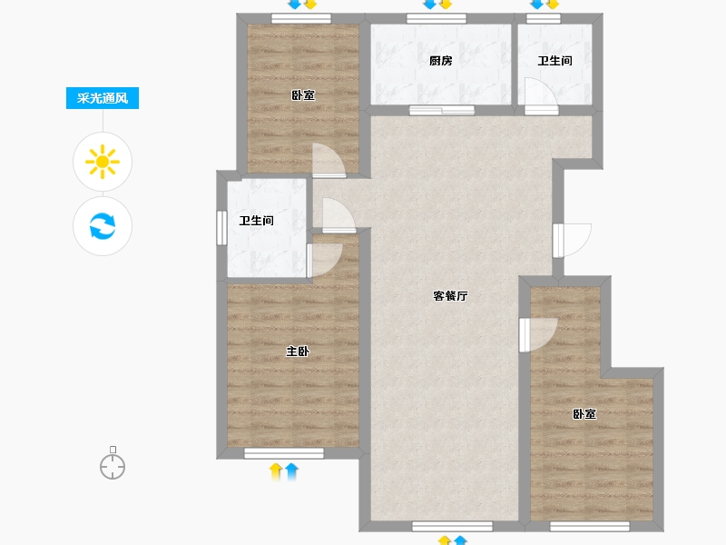 北京-北京市-奥海明月-104.00-户型库-采光通风