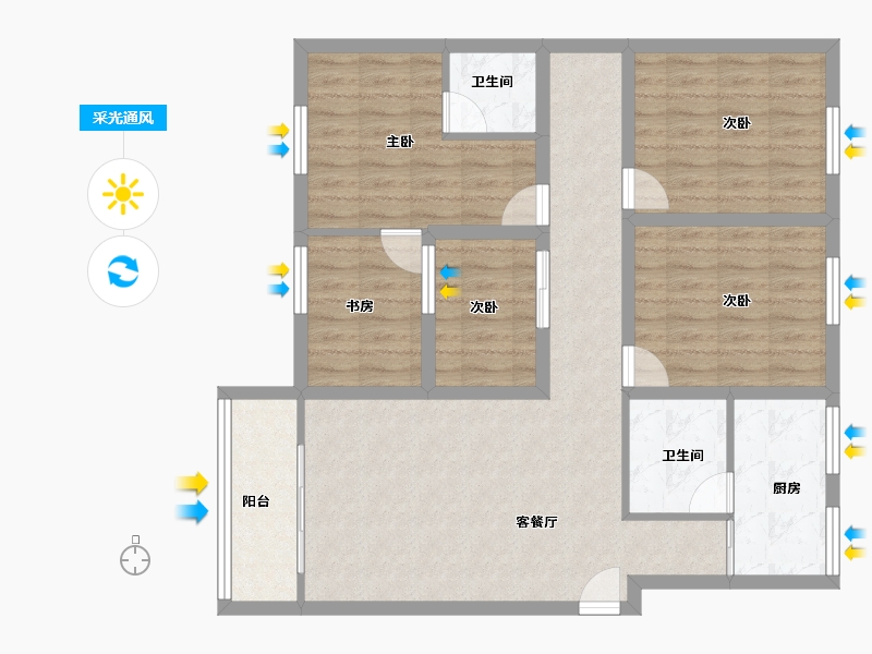 广东省-深圳市-鹏兴花园(一期)-96.00-户型库-采光通风