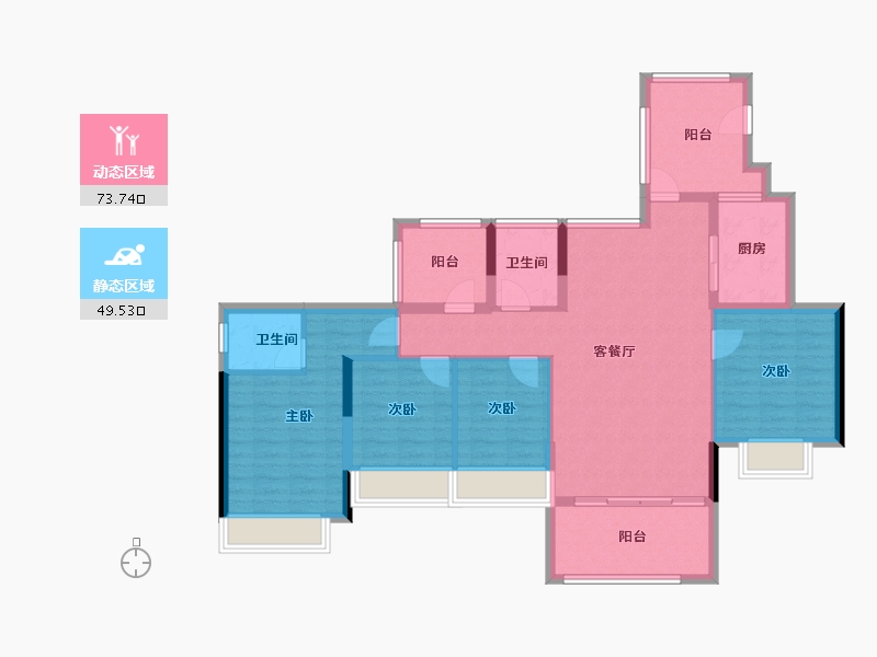 广东省-惠州市-金裕星河丹堤-110.36-户型库-动静分区