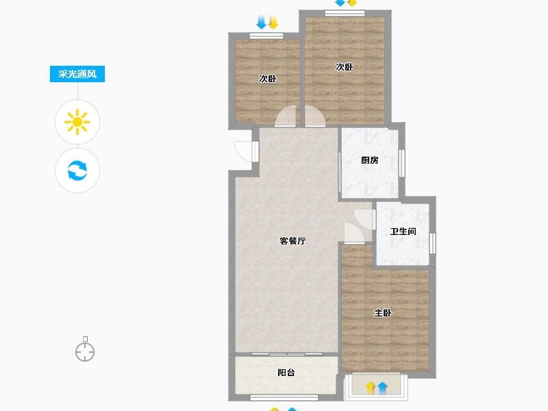 河南省-郑州市-恒大城-81.83-户型库-采光通风