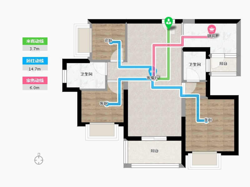 广东省-深圳市-宏发悦见公园里-63.05-户型库-动静线