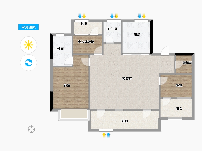 山东省-青岛市-海信·君玺-96.00-户型库-采光通风