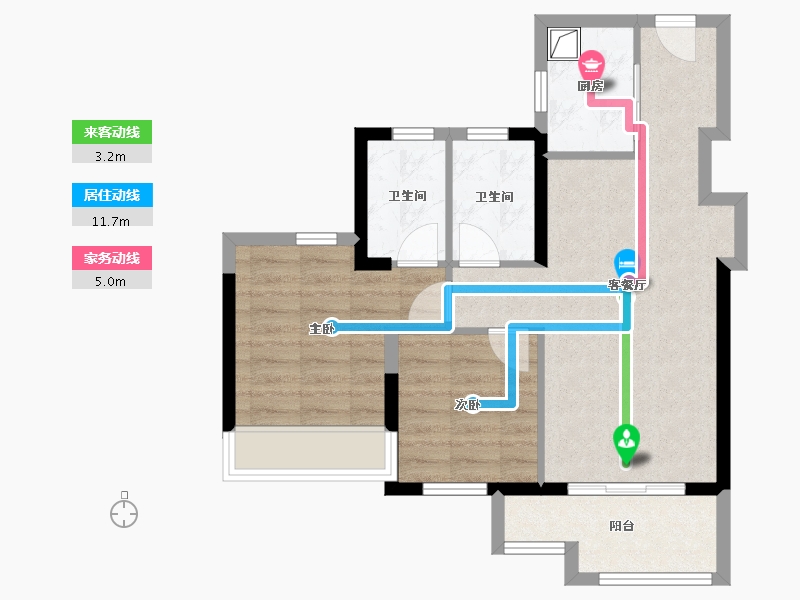 广东省-汕头市-中海黄金海岸花园【珊瑚湾】-64.17-户型库-动静线