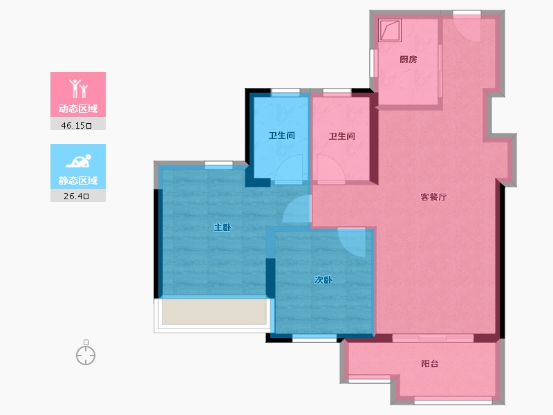 广东省-汕头市-中海黄金海岸花园【珊瑚湾】-64.17-户型库-动静分区