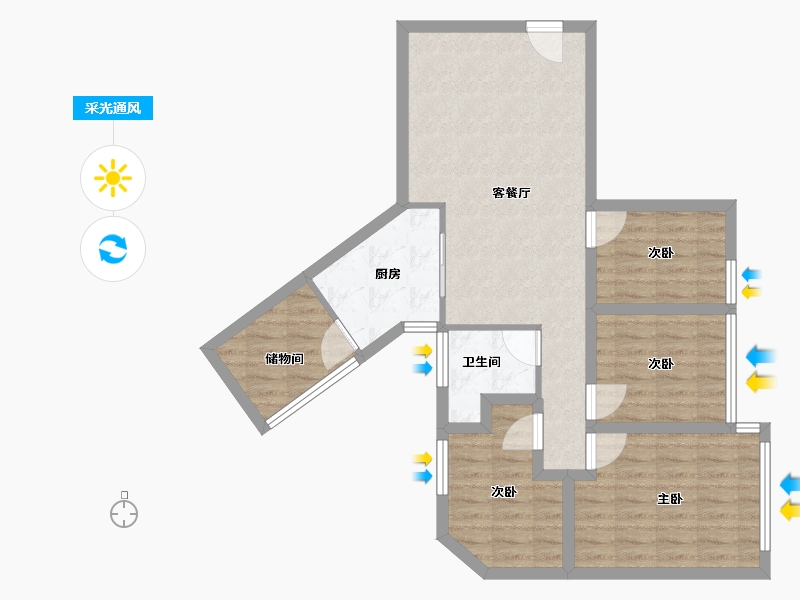 广东省-深圳市-东郡百仕达花园(四期)-82.10-户型库-采光通风