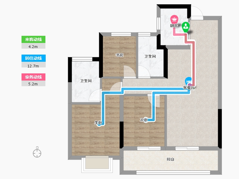 浙江省-杭州市-月依星河轩-75.42-户型库-动静线