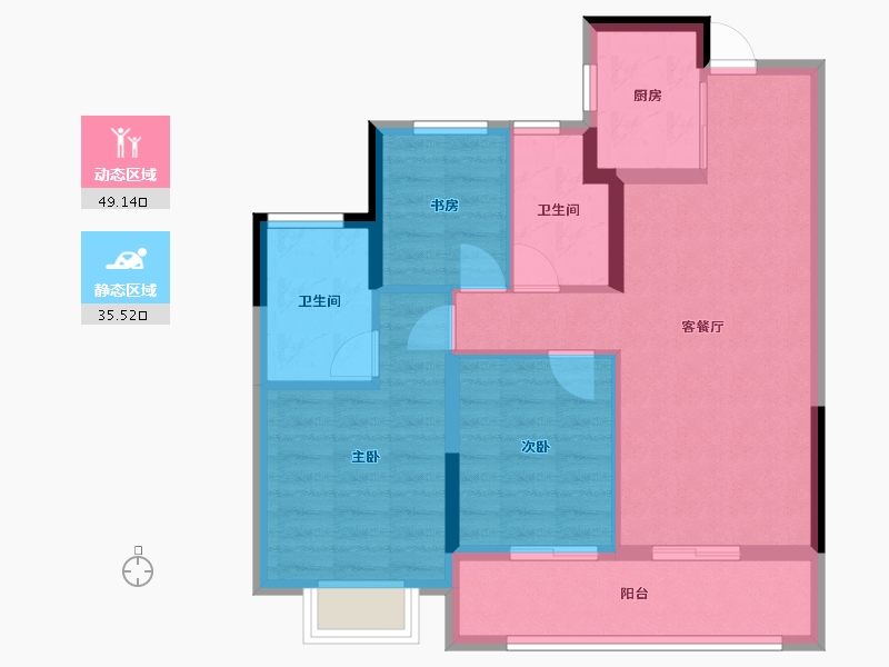 浙江省-杭州市-月依星河轩-75.42-户型库-动静分区