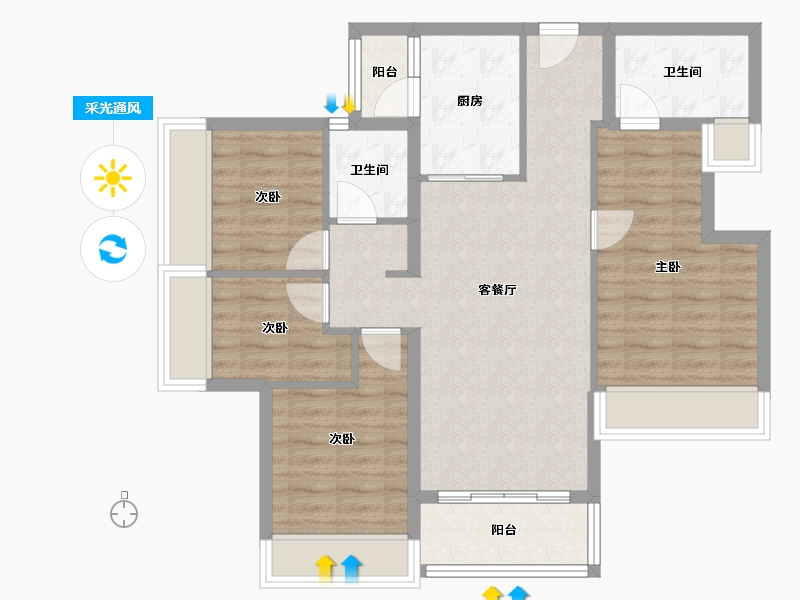 广东省-深圳市-宏发悦见公园里-83.47-户型库-采光通风