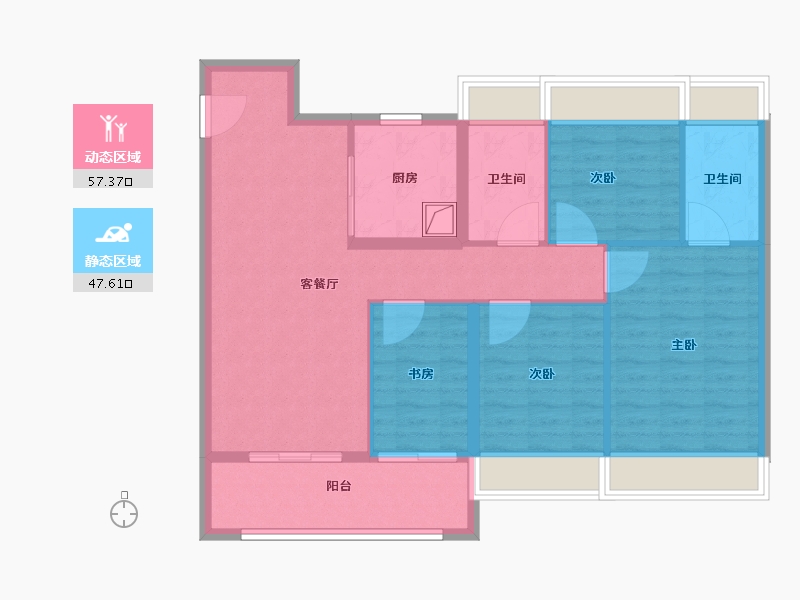 江苏省-南京市-玖华府-94.40-户型库-动静分区