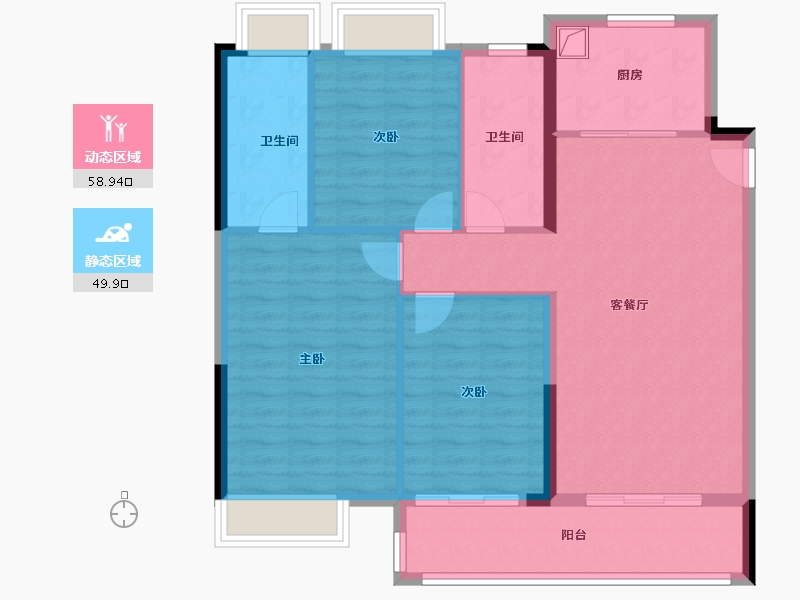 湖北省-武汉市-深业泰雲府-98.80-户型库-动静分区