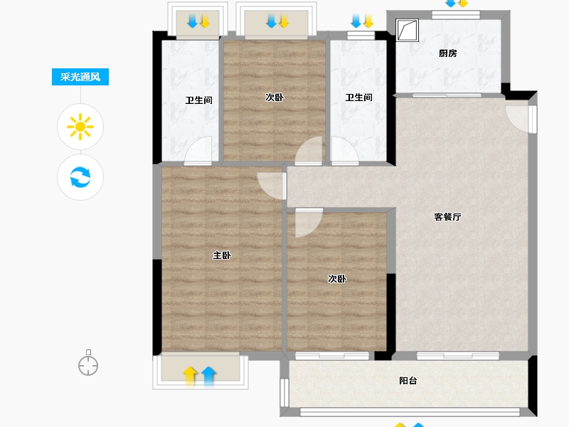 湖北省-武汉市-深业泰雲府-98.80-户型库-采光通风