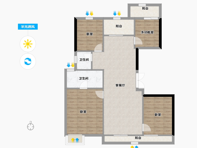 河南省-郑州市-北龙湖瑞府-102.94-户型库-采光通风