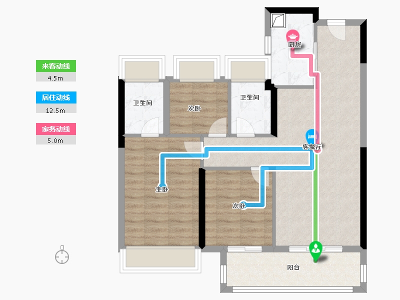 湖北省-武汉市-新城桃李郡-76.00-户型库-动静线