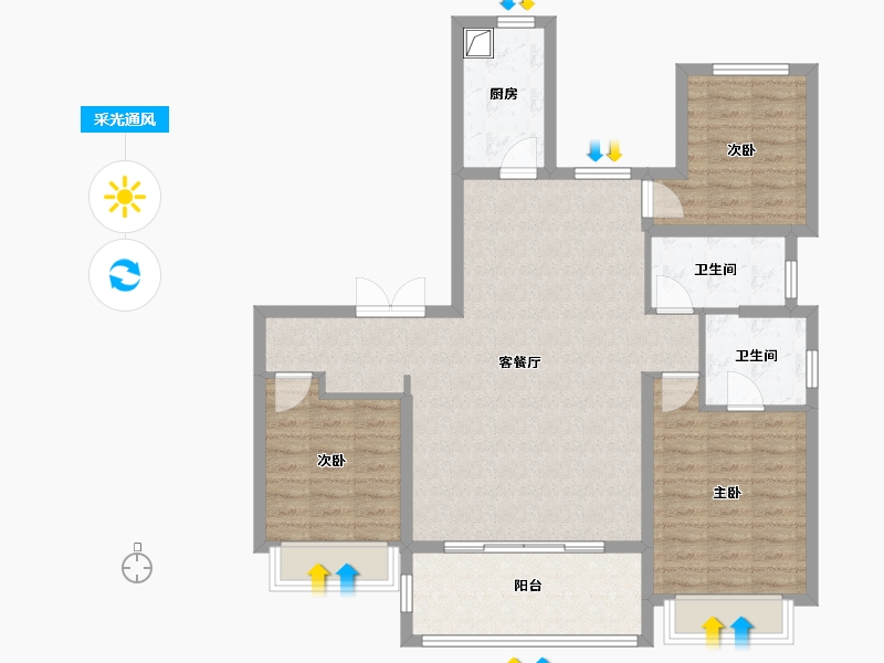 陕西省-西安市-山水华府-100.00-户型库-采光通风