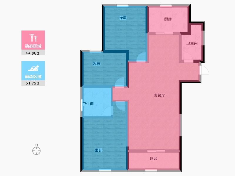 陕西省-西安市-五龙悦世纪-104.29-户型库-动静分区