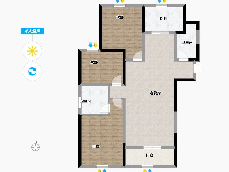 陕西省-西安市-五龙悦世纪-104.29-户型库-采光通风