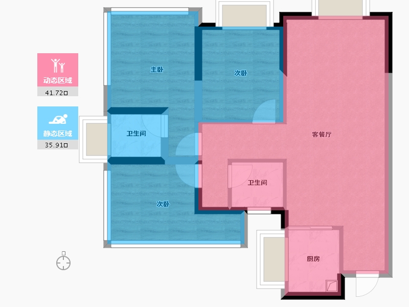 广西壮族自治区-南宁市-荣和凤岭学府-68.27-户型库-动静分区