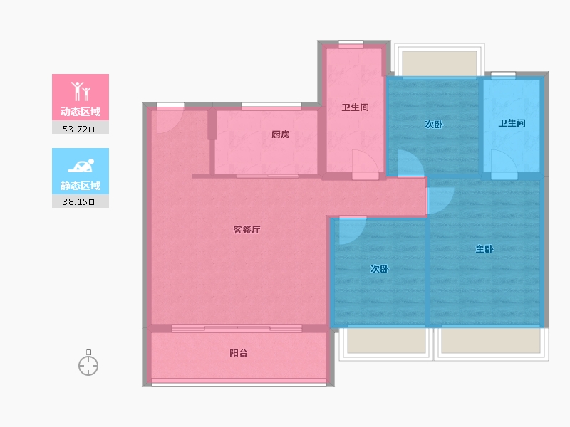 江苏省-苏州市-澄阳四季云庭-82.86-户型库-动静分区