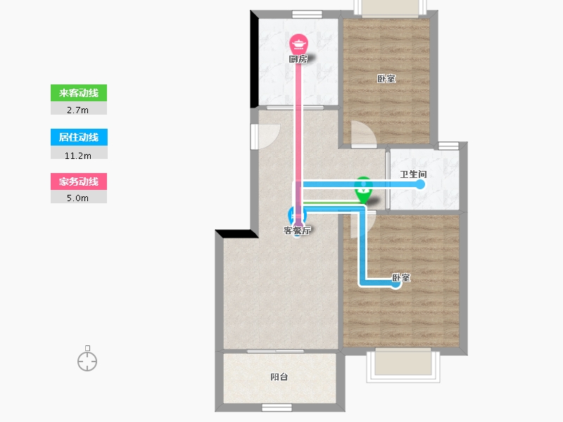 上海-上海市-新长宁·水韵名邸-65.39-户型库-动静线