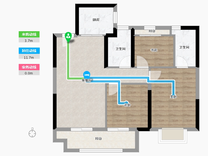 浙江省-台州市-创融弘元·悦玺-71.17-户型库-动静线