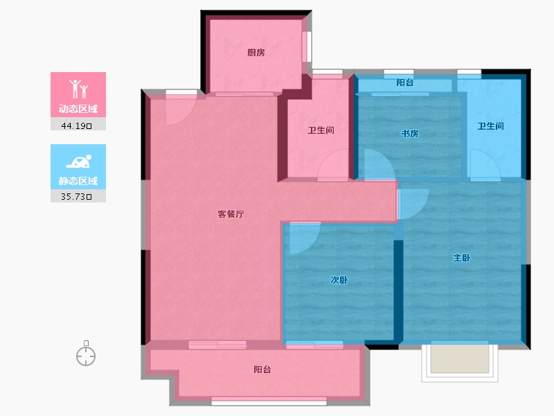 浙江省-台州市-创融弘元·悦玺-71.17-户型库-动静分区