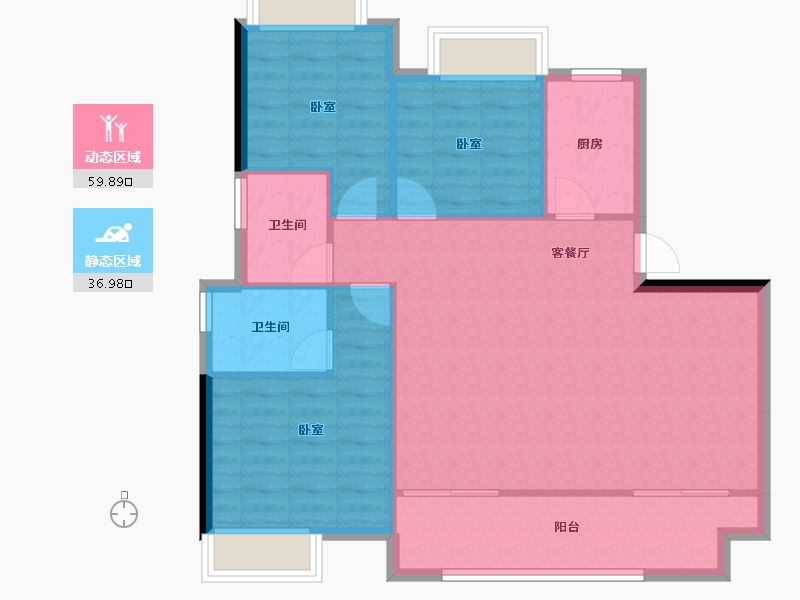 江西省-南昌市-锦天·天悦华府-88.77-户型库-动静分区