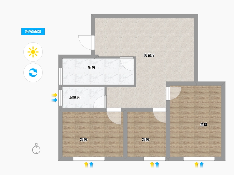 广东省-深圳市-景亿山庄-74.66-户型库-采光通风