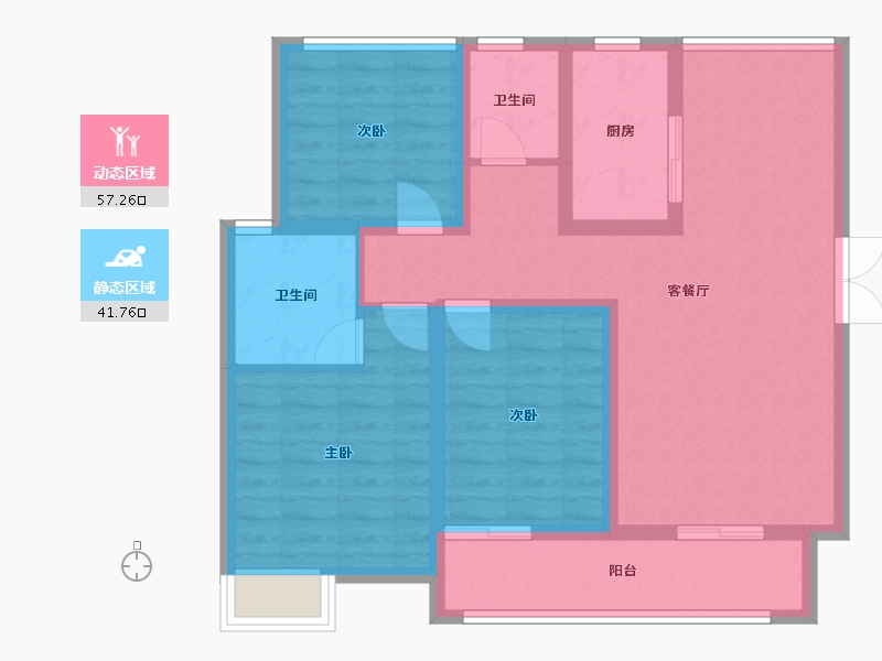 陕西省-宝鸡市-紫汀佳苑-87.83-户型库-动静分区